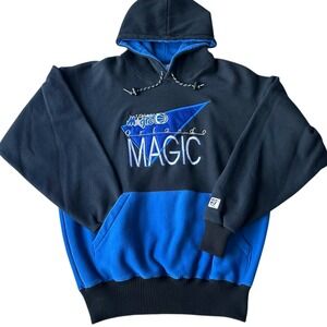 Vintage 90s Orlando‎ Magic Hoodie G-III NBA Black Blue Pullover Size L